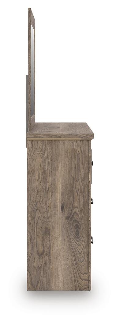 Rusticott Queen Panel Bed, Dresser and Mirror