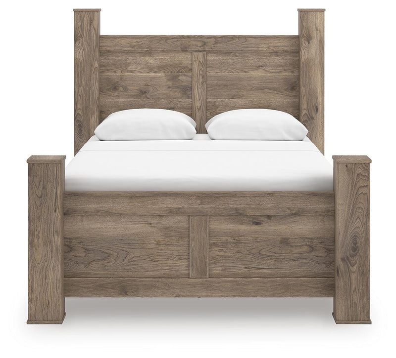 Rusticott Queen Poster Bed, Dresser, Mirror and Nightstand