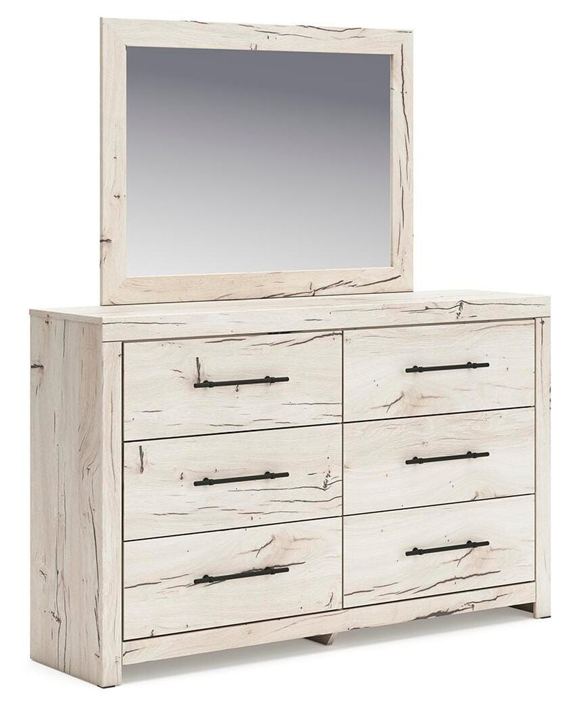 Lawroy King Panel Bed with Storage, Dresser and Mirror