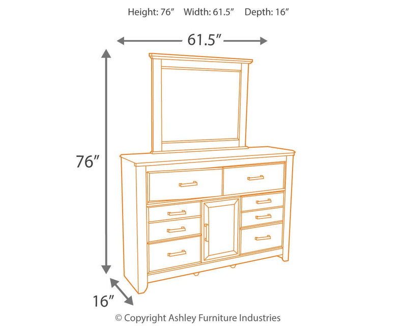Juararo Queen Poster Bed, Dresser and Mirror