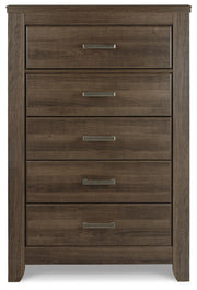 Juararo California King Poster Bed, Dresser, Mirror, Chest and 2 Nightstands