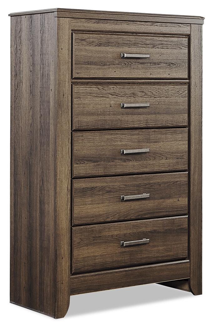 Juararo California King Poster Bed, Dresser, Mirror, Chest and 2 Nightstands