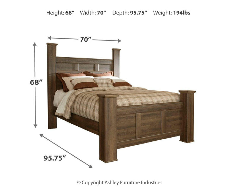 Juararo Queen Poster Bed, Dresser and 2 Nightstands