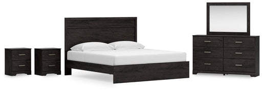 Belachime King Panel Bed, Dresser Mirror and 2 Nightstands