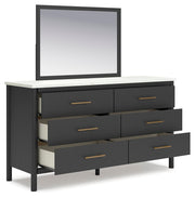 Cadmori Full Upholstered Panel Bed, Dresser and Mirror
