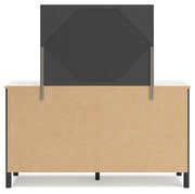 Cadmori Queen Upholstered Panel Bed, Dresser and Mirror