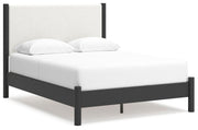 Cadmori Queen Upholstered Panel Bed, Dresser and Mirror
