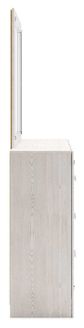 Altyra Queen Upholstered Panel Bed, Dresser and Mirror