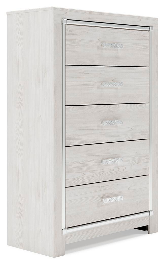 Altyra Queen Bookcase Storage Bed, Chest and 2 Nightstands