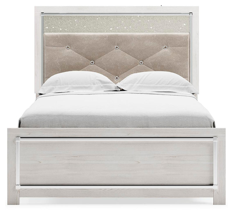 Altyra Full Upholstered Panel Bed, Dresser and Nightstand