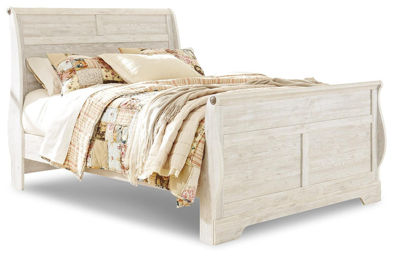 Willowton Queen Sleigh Bed, Dresser and Mirror