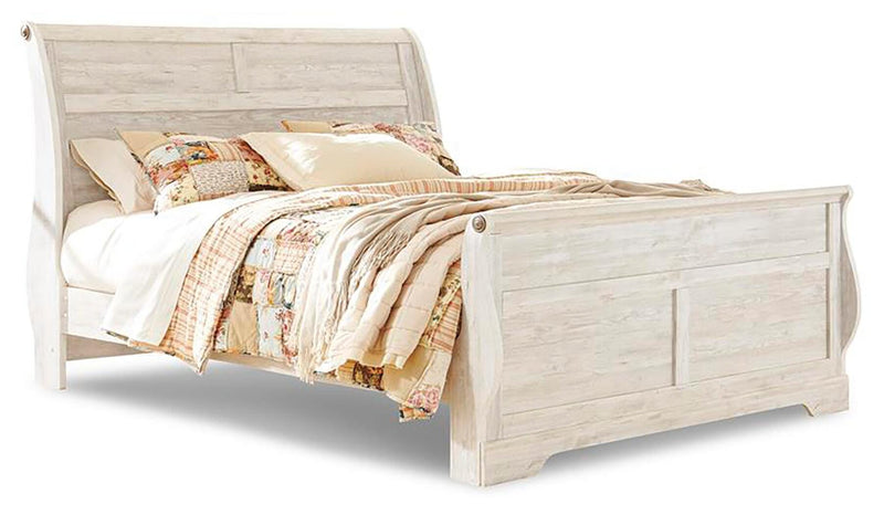 Willowton King Sleigh Bed, Dresser, Mirror and Nightstand