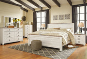 Willowton King Panel Bed, Dresser, Mirror, and Nightstand