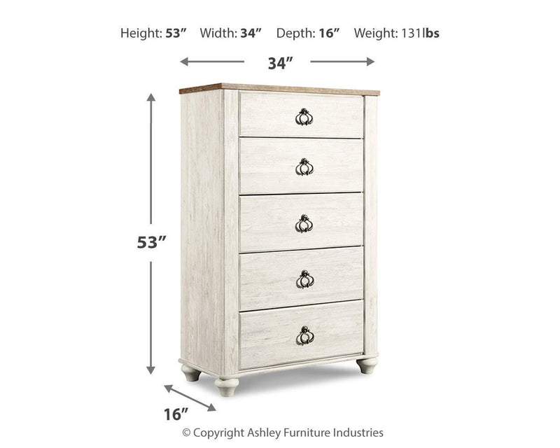 Willowton Queen Sleigh Bed, Chest and Nightstand
