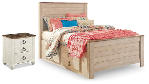Willowton Full Panel Bed with Storage and Nightstand