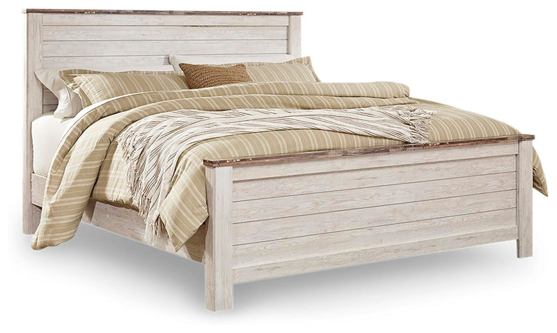 Willowton King Panel Bed, Dresser, Mirror, Chest and Nightstand