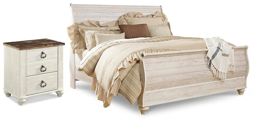 Willowton King Sleigh Bed and Nightstand