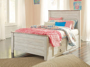 Willowton Full Panel Bed with Storage, Dresser and Mirror