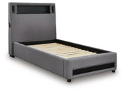 Verishaw Twin Upholstered Bed with Wireless Audio