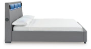Verishaw California King Upholstered Bed with Wireless Audio