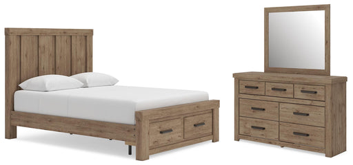 Oliandon Queen Panel Storage Bed, Dresser and Mirror