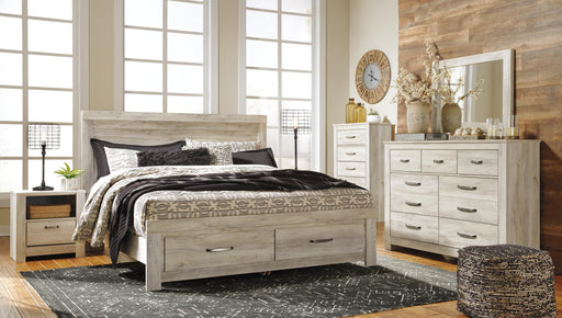 Bellaby King Storage Bed, Dresser, Mirror, Chest and 2 Nightstands