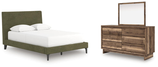 Chirason Full Upholstered Bed, Dresser and Mirror