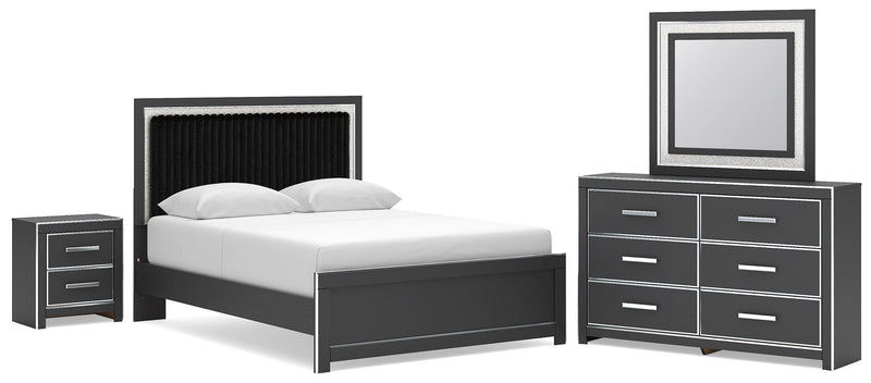 Zuraleus Queen Upholstered Bed, Dresser, Mirror and Nightstand