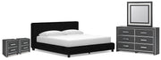 Zuraleus King Upholstered Bed, Dresser, Mirror and 2 Nightstands