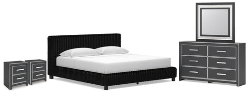 Zuraleus King Upholstered Bed, Dresser, Mirror and 2 Nightstands