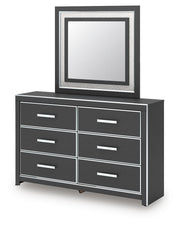Zuraleus Queen Upholstered Panel Platform Bed, Dresser and Mirror