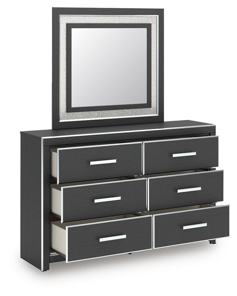 Zuraleus Queen Upholstered Panel Bed, Dresser and Mirror
