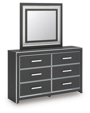 Zuraleus Queen Upholstered Panel Platform Storage Bed, Dresser and Mirror