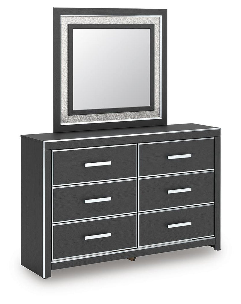 Zuraleus Queen Upholstered Panel Platform Storage Bed, Dresser and Mirror