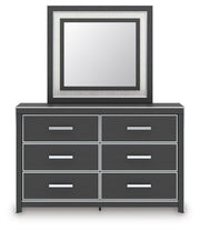 Zuraleus Queen Upholstered Panel Platform Bed, Dresser and Mirror