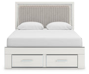 Zuraleus Queen Upholstered Panel Platform Storage Bed, Dresser and Mirror
