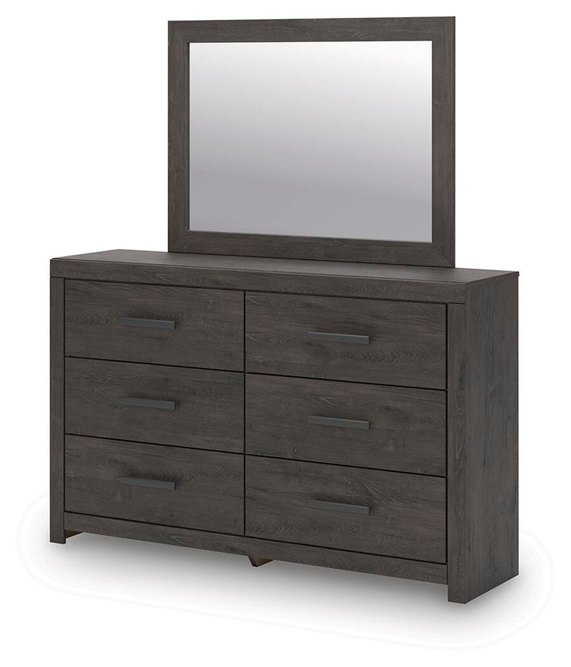 Prendonea King Panel Bed, Dresser, Mirror and Nightstand