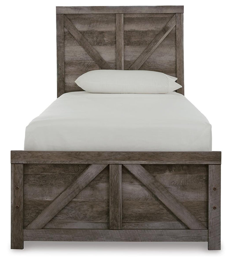 Wynnlow Twin Crossbuck Panel Bed and 2 Nightstands