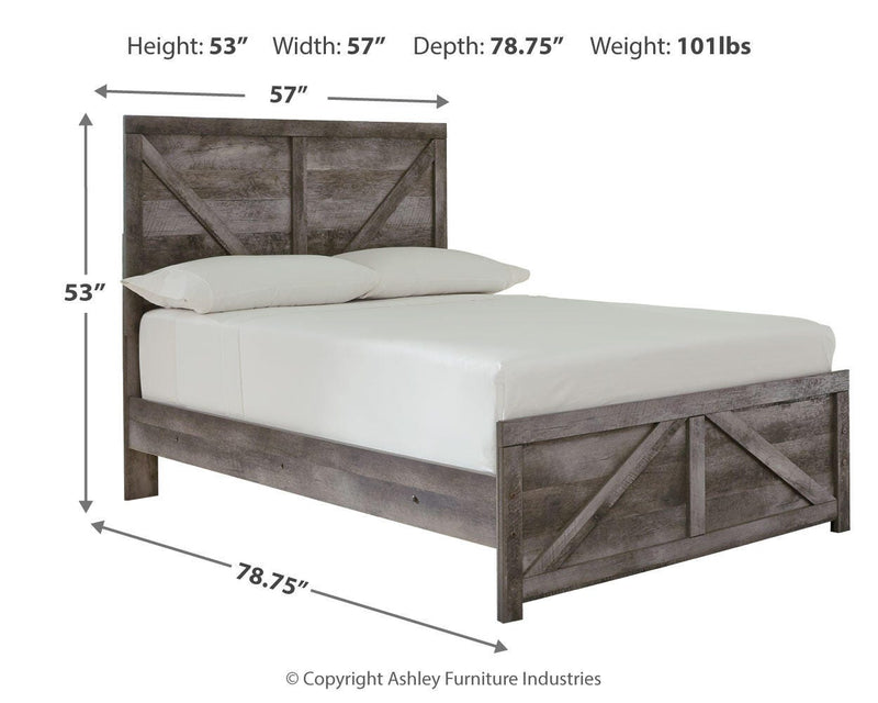 Wynnlow Full Crossbuck Panel Bed and 2 Chests