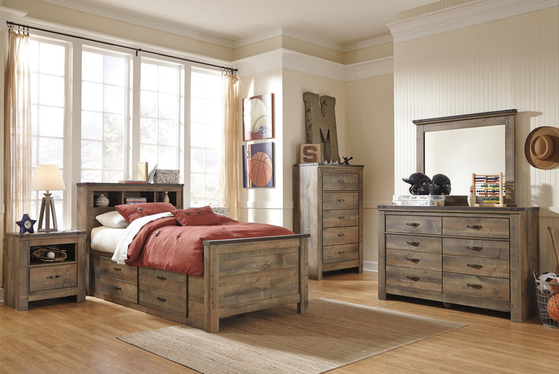 Trinell Twin Bookcase Bed with 2 Storage Drawers