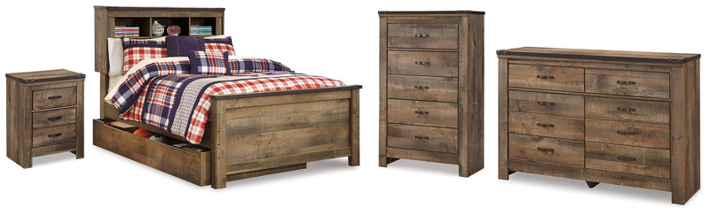 Trinell Full Bookcase Storage Bed, Dresser, Chest and Nightstand