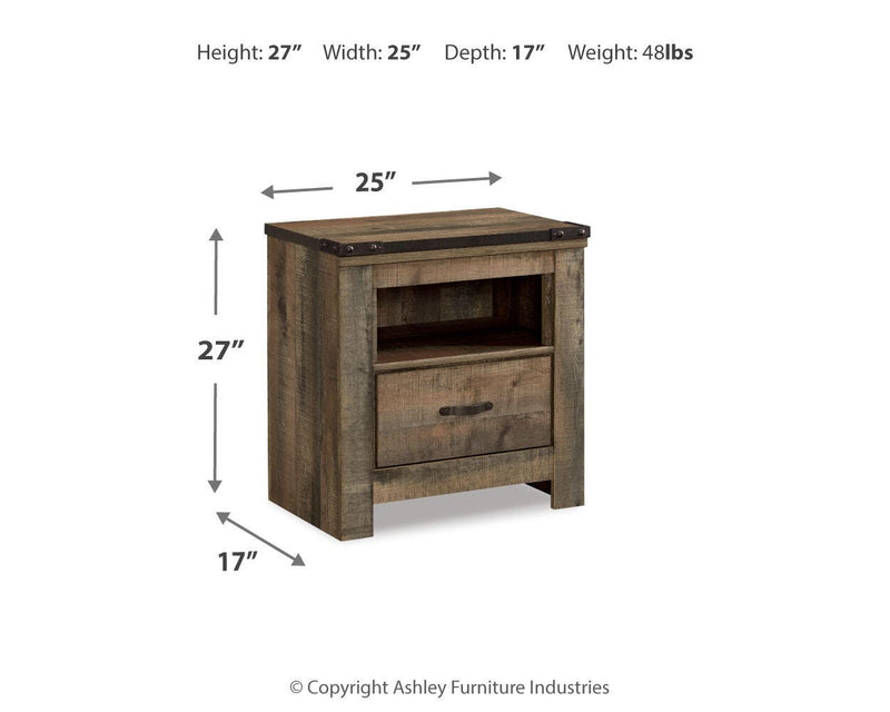 Trinell Queen Poster Bed, Dresser, Mirror and Nightstand