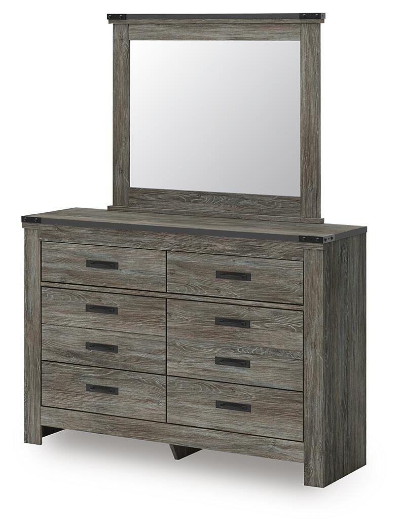Frandern Full Bookcase Bed with Storage, Dresser and Mirror