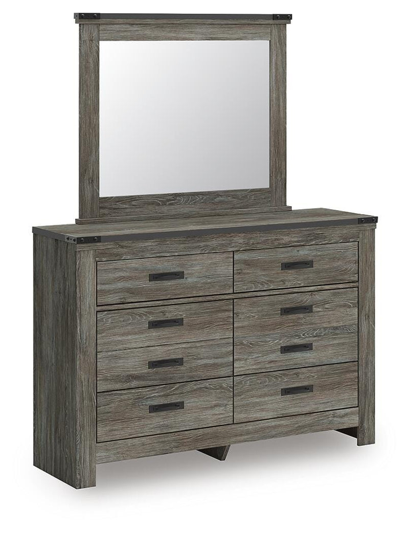 Frandern Full Bookcase Bed with Storage, Dresser and Mirror