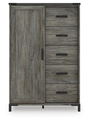 Frandern Full Bookcase Panel Bed with Storage, Dresser, Mirror and Chest