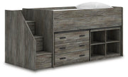 Frandern Twin Loft  Bed with Bookcase and Drawer Storage