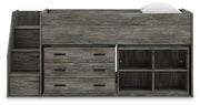 Frandern Twin Loft  Bed with Bookcase and Drawer Storage