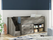 Frandern Twin Loft  Bed with Bookcase and Drawer Storage