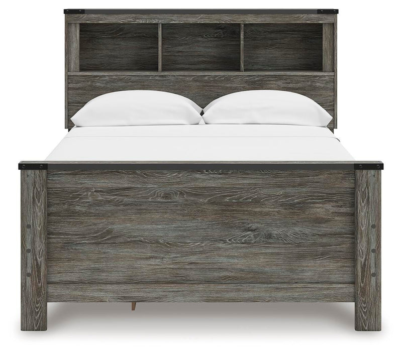 Frandern Full Bookcase Bed with Storage, Dresser and Mirror