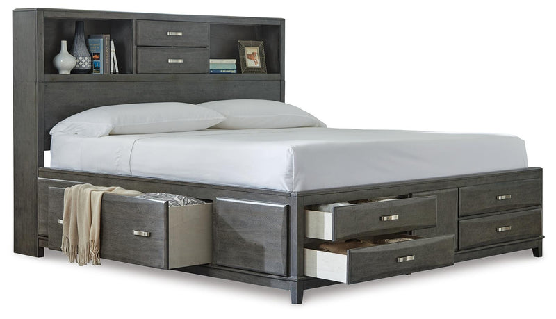 Caitbrook California King Storage Bed, Dresser, Mirror and Chest